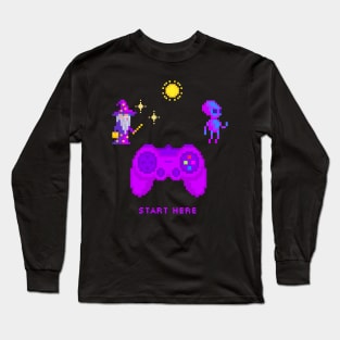 Start Here - Gamer -Pixel Long Sleeve T-Shirt